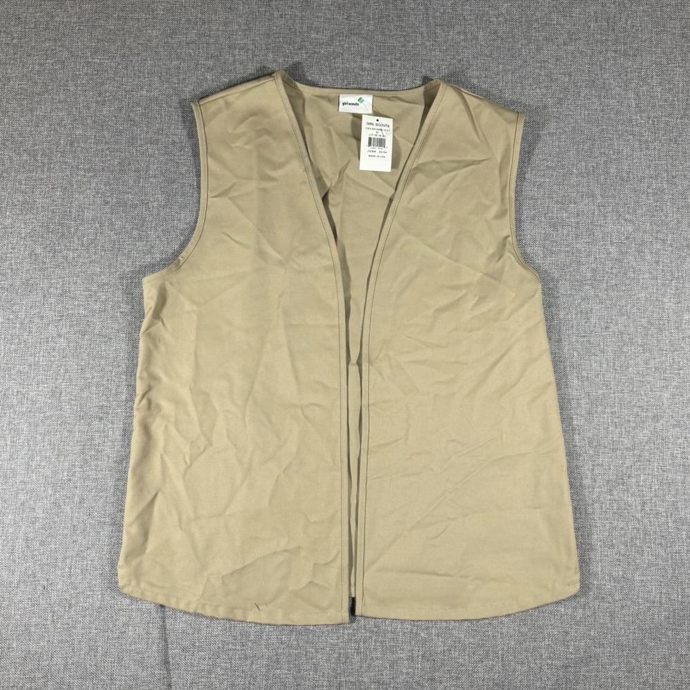 NEW Girl Scouts Official Uniform Vest XL Khaki Cadette Senior Ambassador Scout